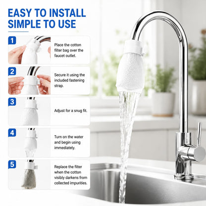 💧Universal Faucet Filter Cotton Bags | 100 PCS Splash-Proof Set