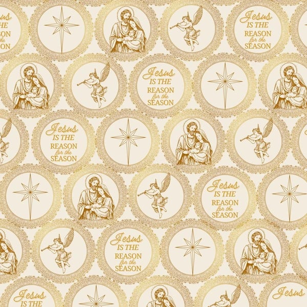 Golden Nativity Wrapping Paper