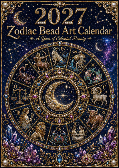 🌙 Beginner-Friendly 2027 Twelve Zodiac Bead Art Calendar Kit | Complete Kit with Zodiac Design Base, Decorative Beads & Step-by-Step Guide Included 💕