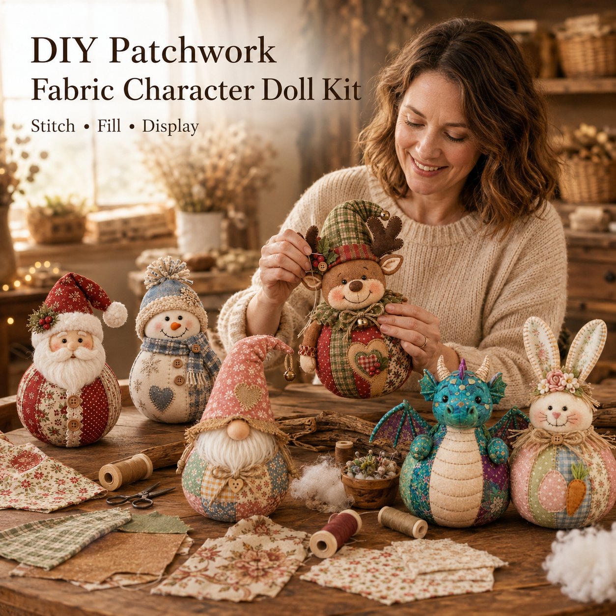 DIY Patchwork Fabric Character Doll Kit