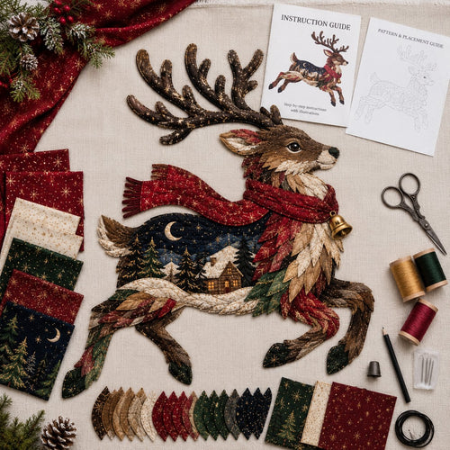 🔥Last Day 50% OFF - 🎄🎅Christmas Woodland Wildlife DIY Patchwork Kit – ✨Create a Festive Handmade Keepsake