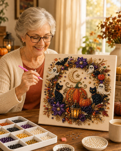 Halloween Pearl Art DIY Kit – Turn Tiny Pearls into Spooky-Cute Magic