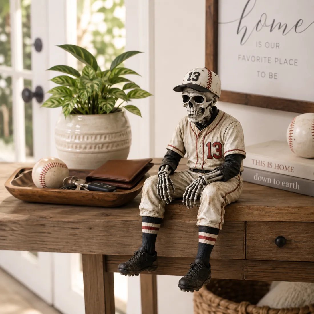 ⚾ Baseball Skeleton Shelf Sitter – He Stayed in the Game a Little Too Long 💀
