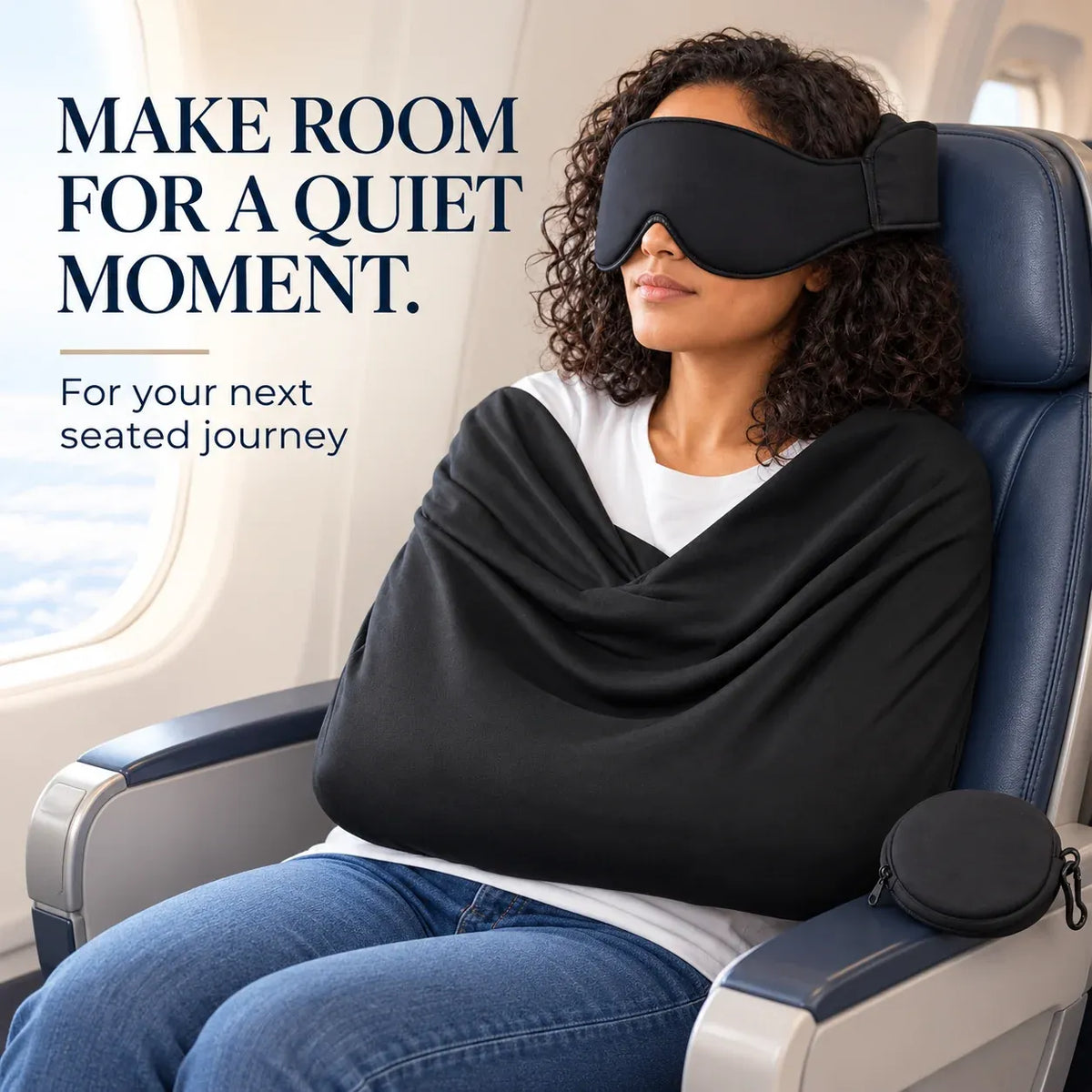 😴3-in-1 Airplane Sleep Support System - Integrated Plane Sleeping Accessories with Memory Foam Long Haul Flight Pillow✈️
