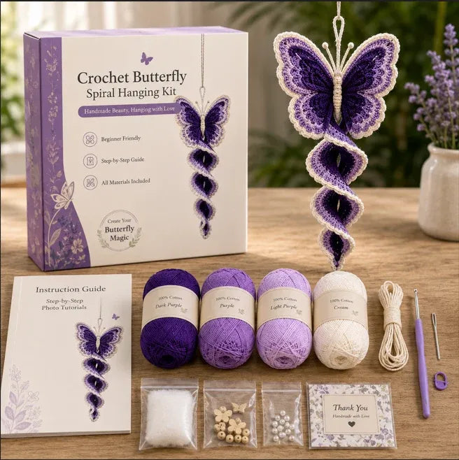 🔥LAST DAY 50% OFF - 🎁Crochet Spiral Hanging Kit – Beginner-Friendly DIY Garden Animal Decor 🧶🌿