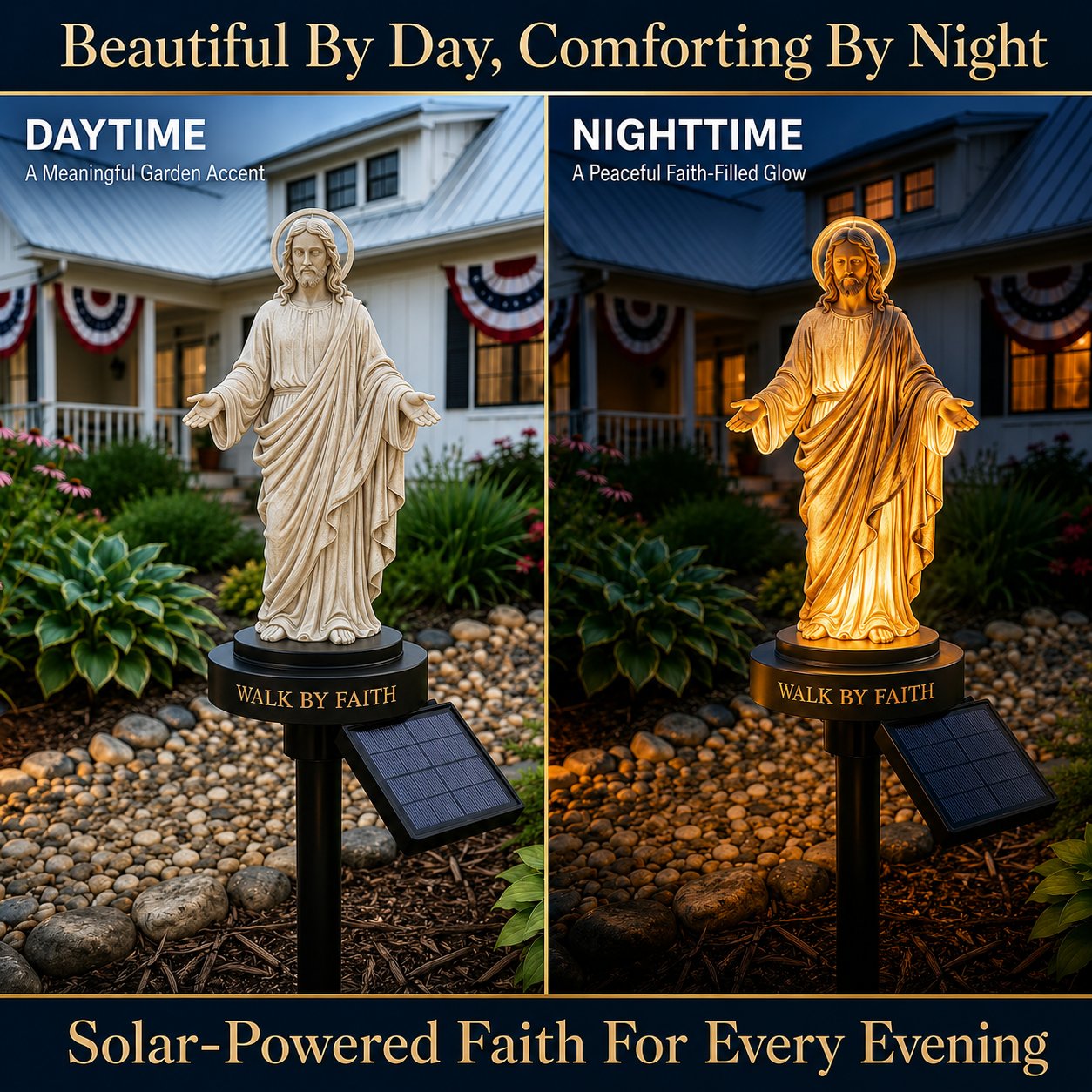 🔥 LAST DAY 49% OFF – ✝️ Walk by Faith Solar Jesus Garden Light | Automatic Warm Halo Glow, Weather-Resistant Ground Stake & No-Wiring Outdoor Faith Decor ✨