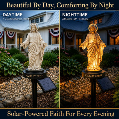 🔥 LAST DAY 49% OFF – ✝️ Walk by Faith Solar Jesus Garden Light | Automatic Warm Halo Glow, Weather-Resistant Ground Stake & No-Wiring Outdoor Faith Decor ✨