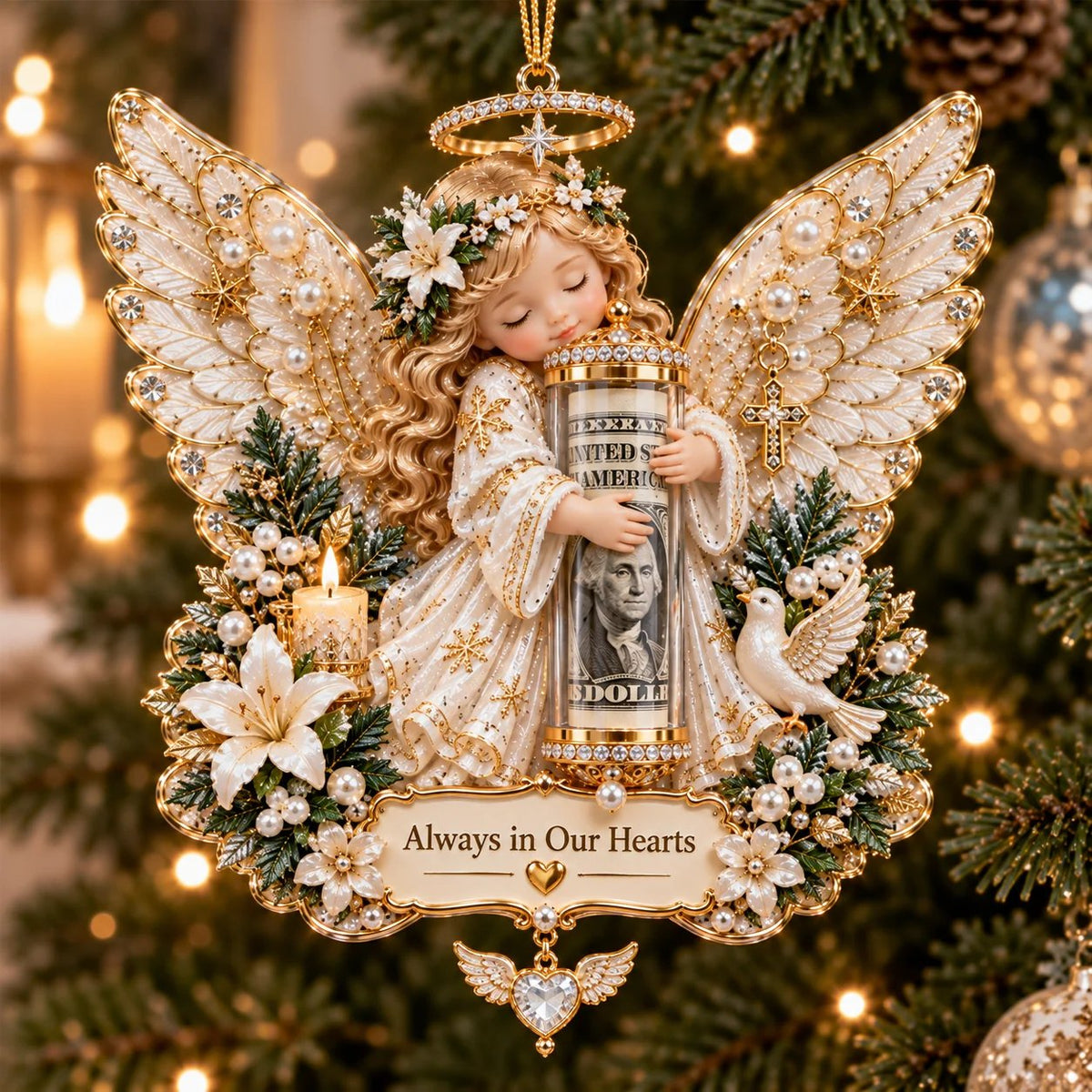 ⏰ LAST DAY SALE 49% OFF! 👼💵 3D Angel Christmas Cash Gift Ornament – Holiday Money Holder Keepsake ✨