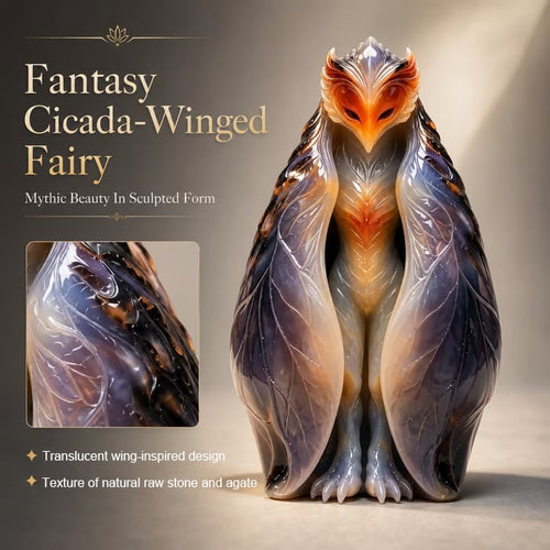 💥 LAST DAY 57% OFF - Handcrafted Natural Stone Cicada-Winged Fairy – Truly One of a Kind