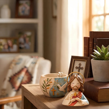 ✨ Divine Grace Collection: Hand-Painted Sacred Heart Jesus & Blessed Mary Keepsake Box