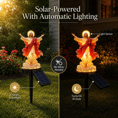 🔥 ✝️ Solar-Powered Illuminated Jesus Garden Statue | Automatic Halo Glow Outdoor Faith Decor for Gardens, Pathways & Prayer Spaces ✨
