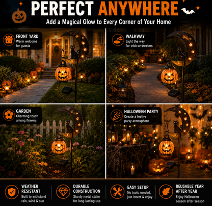 🌙 Solar-Powered Black Cat Garden Stake Light – Create a Magical Halloween Glow in Your Yard