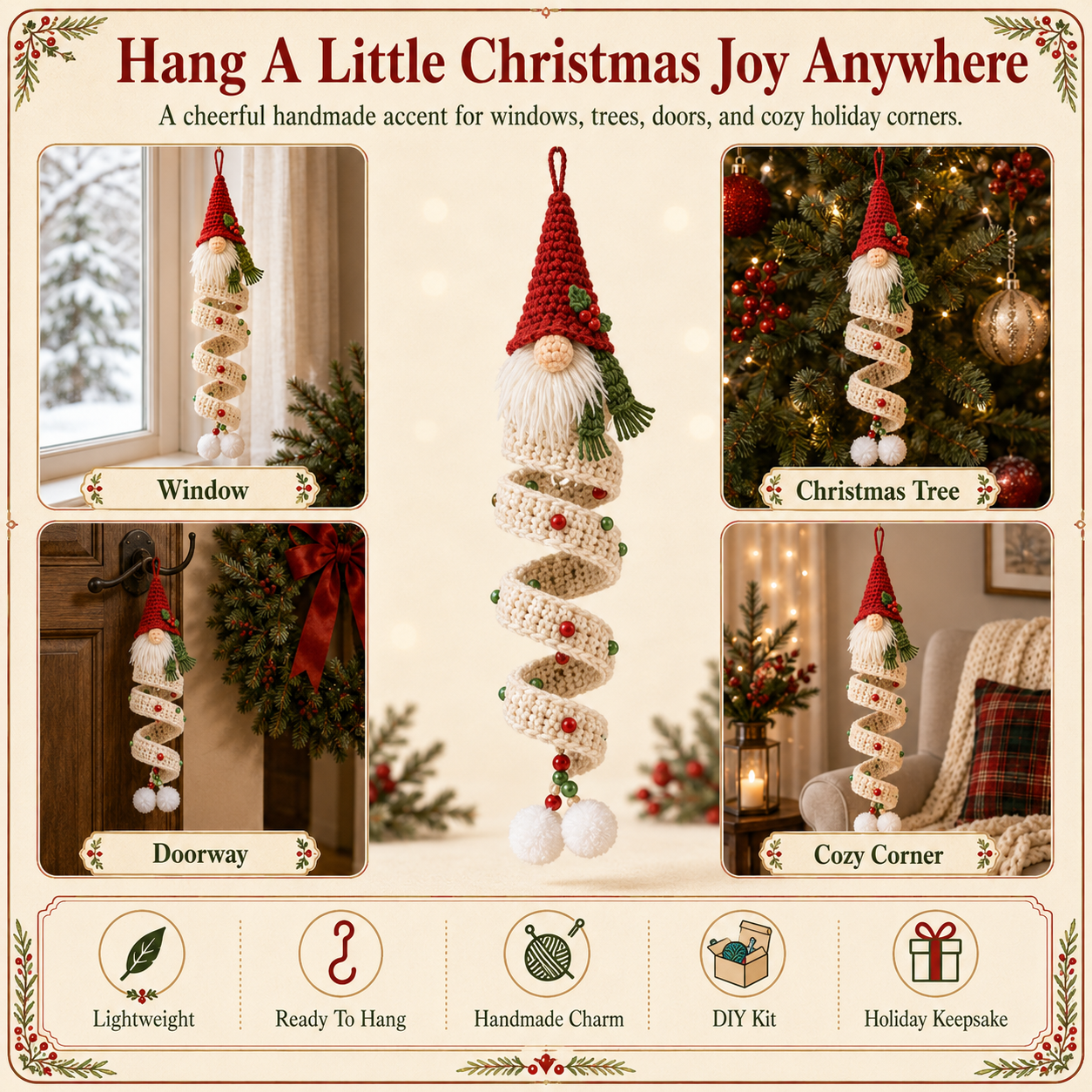 🔥49% OFF🎄 DIY Crochet Gnome Ornament Collection📦Limited Stock🎁