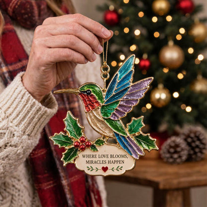 🐚 Sea Glass Animal Christmas Ornament – 'Where Love Blooms, Miracles Happen' Holiday Keepsake