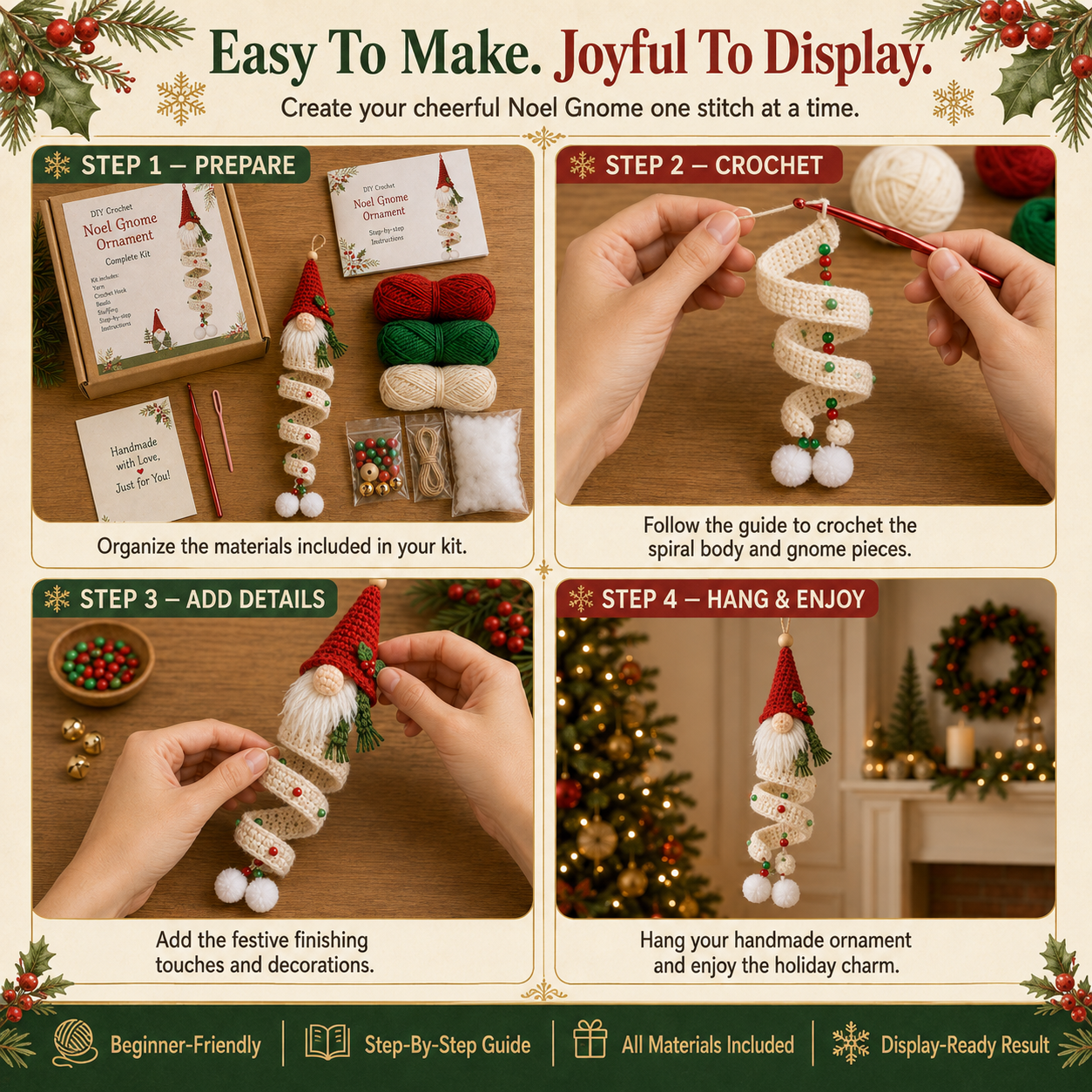🔥49% OFF🎄 DIY Crochet Gnome Ornament Collection📦Limited Stock🎁