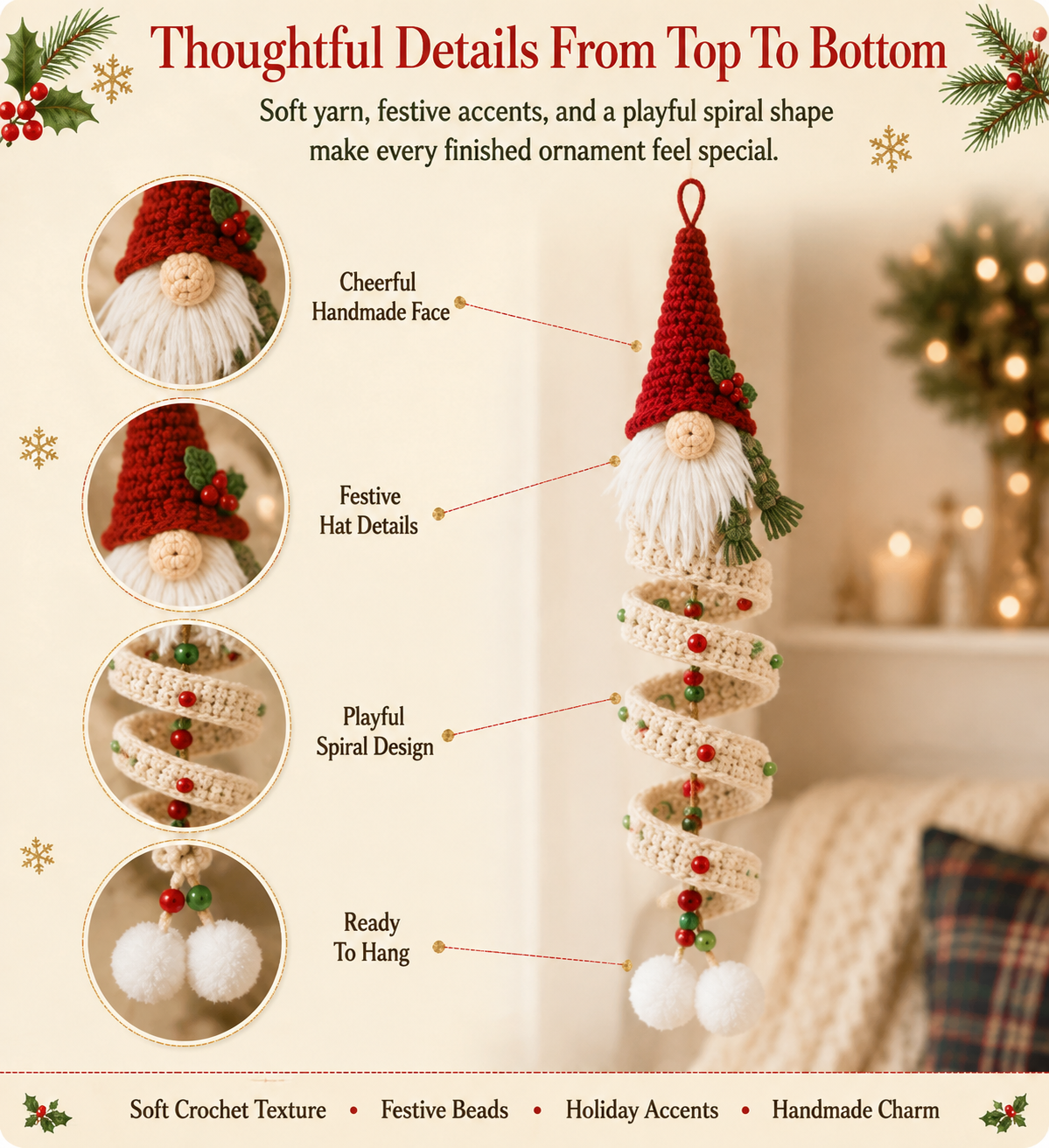 🔥49% OFF🎄 DIY Crochet Gnome Ornament Collection📦Limited Stock🎁