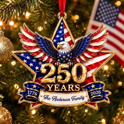 🎄✨ Personalized USA 250th Anniversary Christmas Ornament