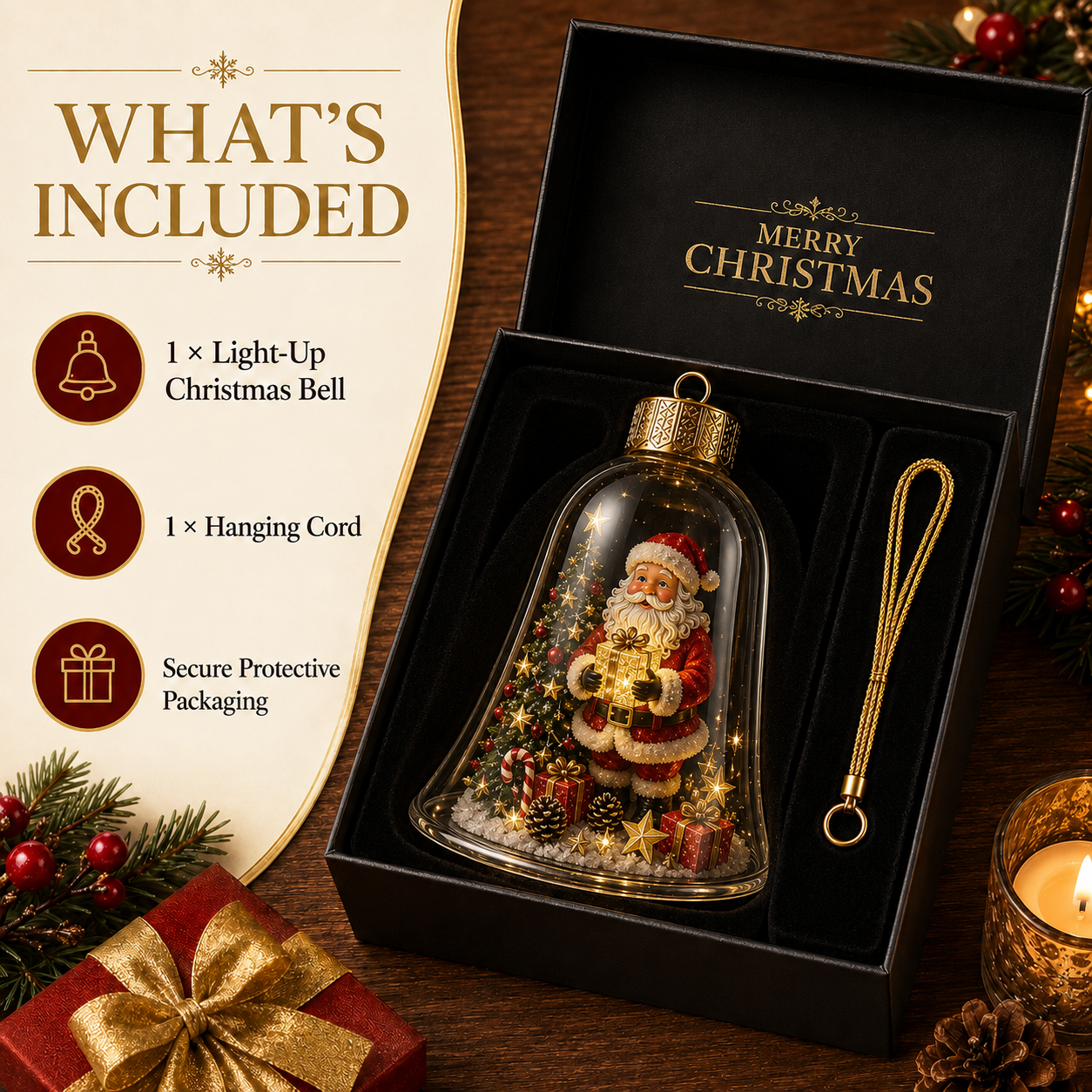 🔥 Limited Time 69% OFF🔔✨ Glowing Christmas Bell – A Magical Light-Up Holiday Decoration