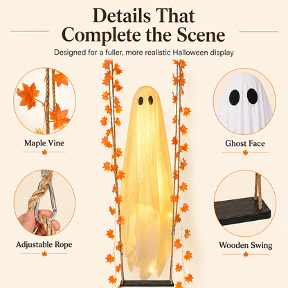 Light-Up Swinging Hanging Ghost Halloween Outdoor Decoration