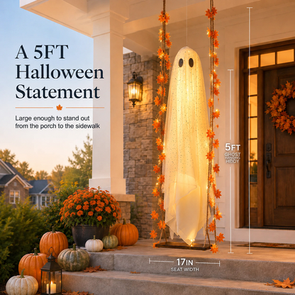 Light-Up Swinging Hanging Ghost Halloween Outdoor Decoration