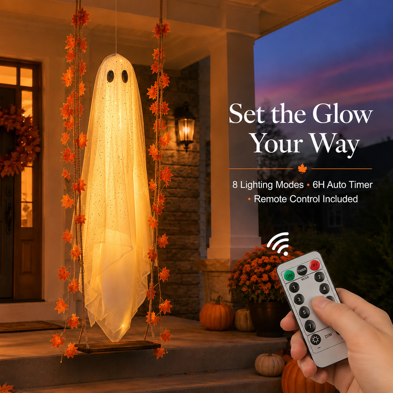 Light-Up Swinging Hanging Ghost Halloween Outdoor Decoration