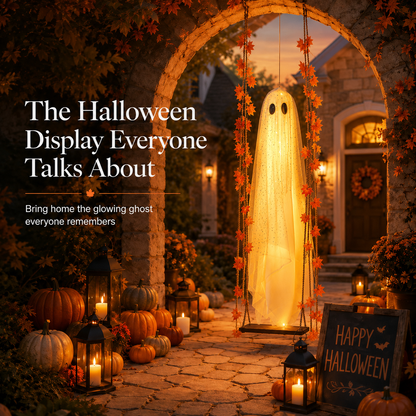 Light-Up Swinging Hanging Ghost Halloween Outdoor Decoration