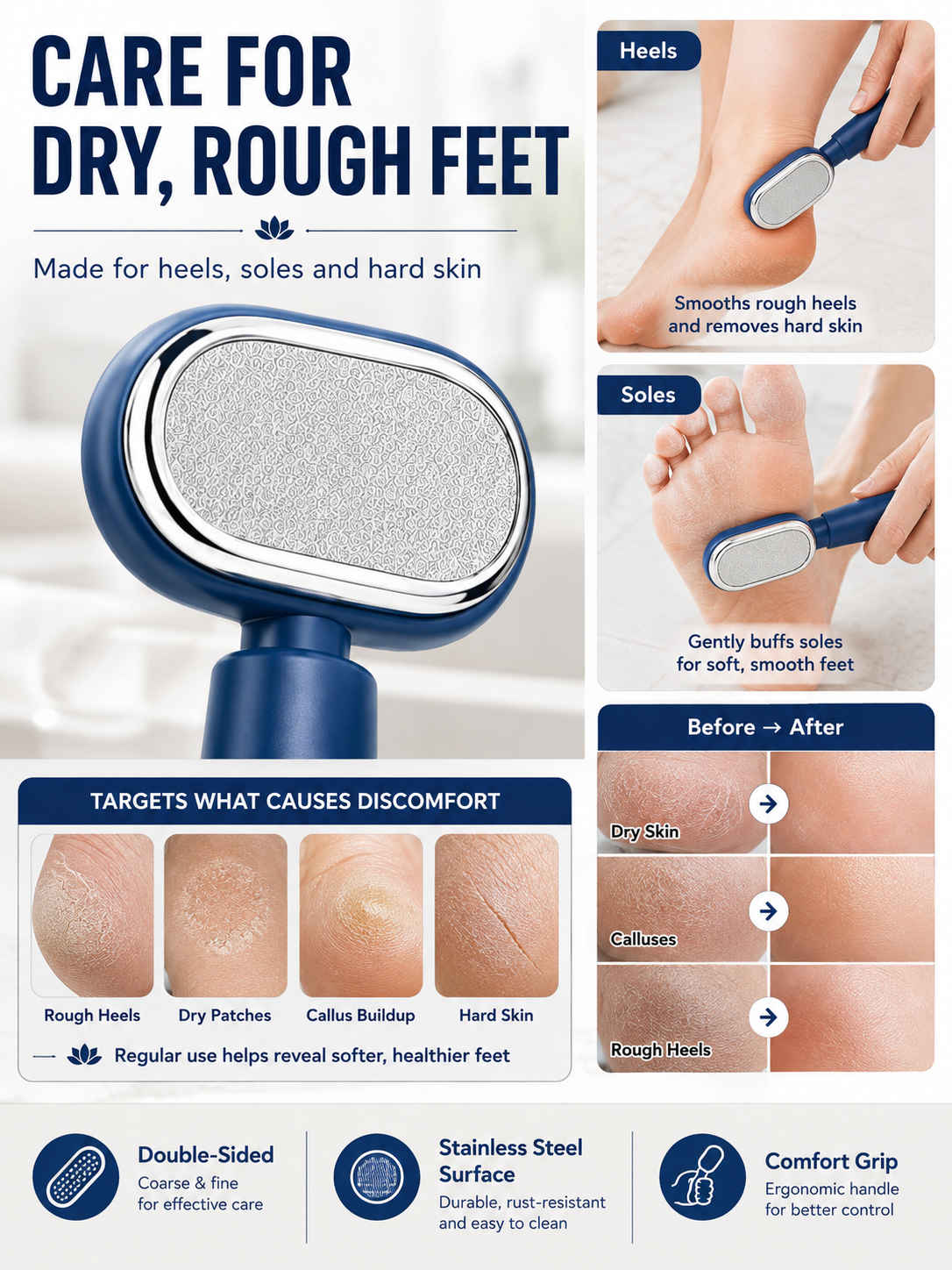 ✨ Beauty Care Pick Dual-Sided Foot Callus Remover with Stainless Steel Blade