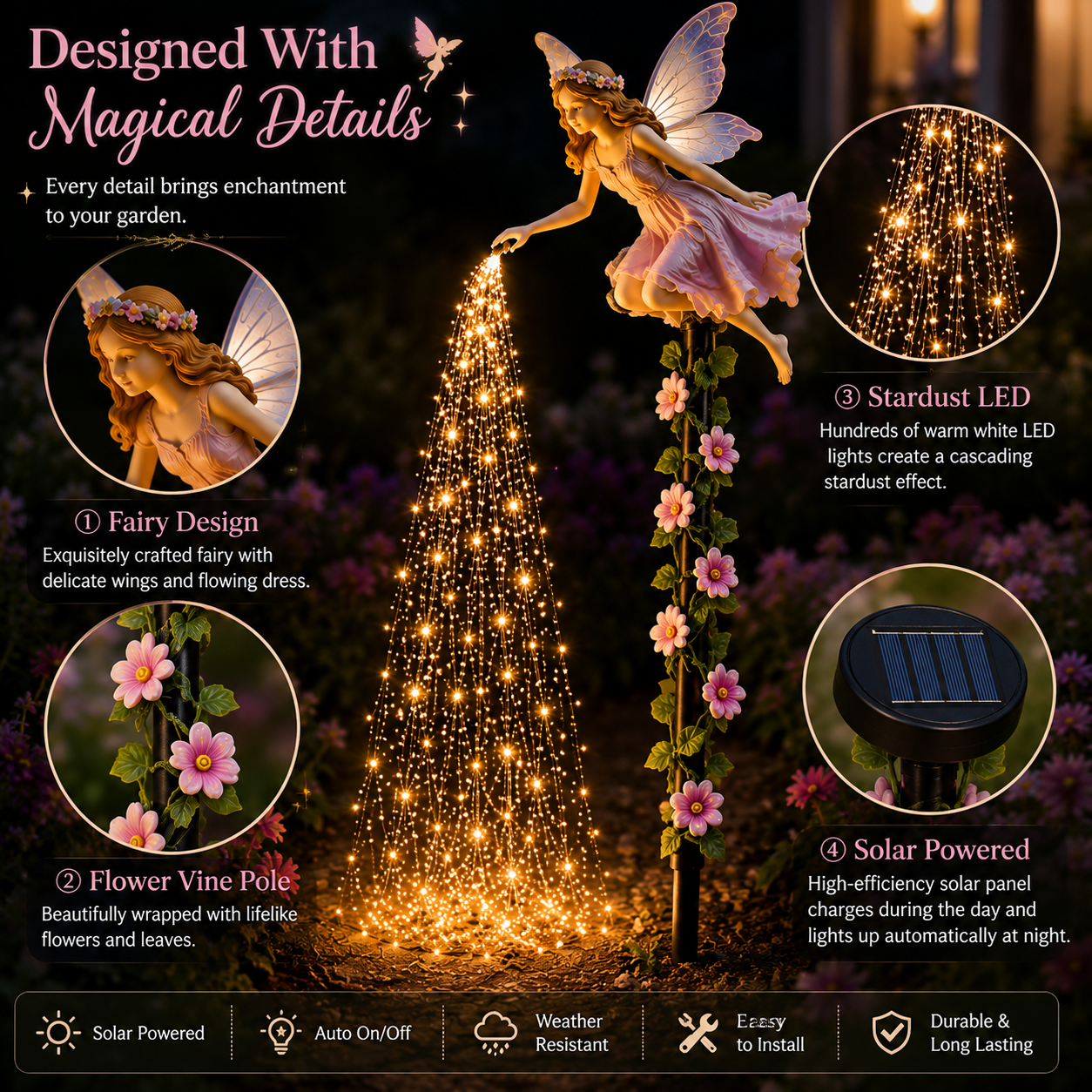 🔥Today 50% OFF🧚‍♀️Fairy Sprinkling Magic Dust Garden Light🌸