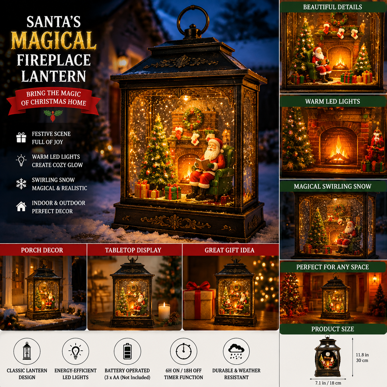 🎅 Santa’s Magical Fireplace Lantern-🎄 Bring the Magic of Christmas Home ✨