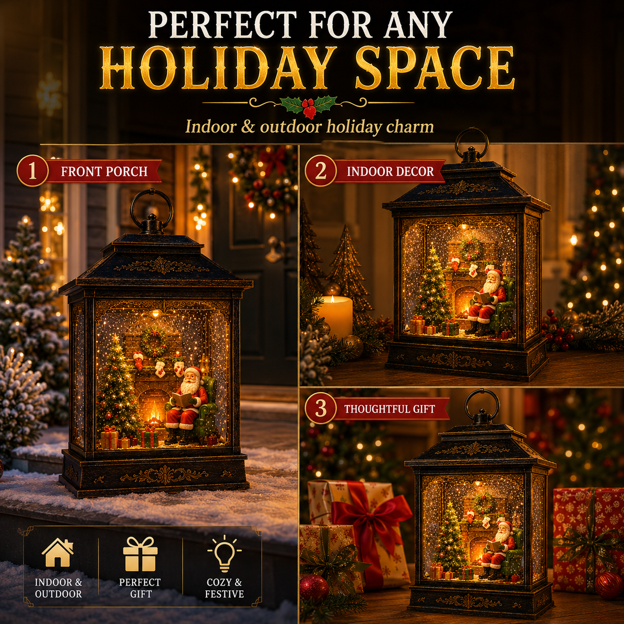 🎅 Santa’s Magical Fireplace Lantern-🎄 Bring the Magic of Christmas Home ✨