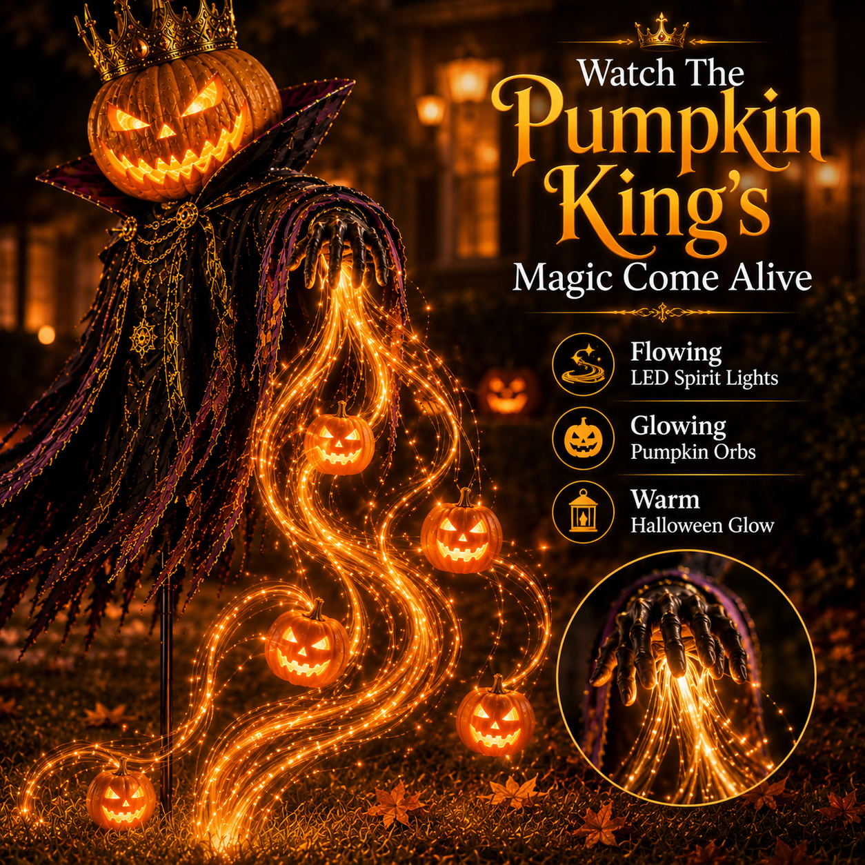 🎁HALLOWEEN SPECIAL • 49% OFF🎃Pumpkin King Awakening™ – Flowing LED Halloween Yard Light