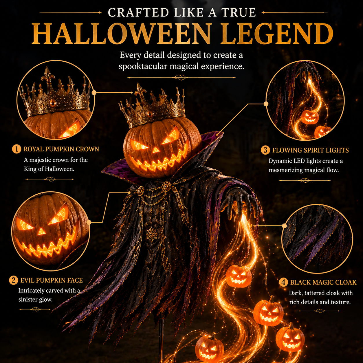 🎁HALLOWEEN SPECIAL • 49% OFF🎃Pumpkin King Awakening™ – Flowing LED Halloween Yard Light
