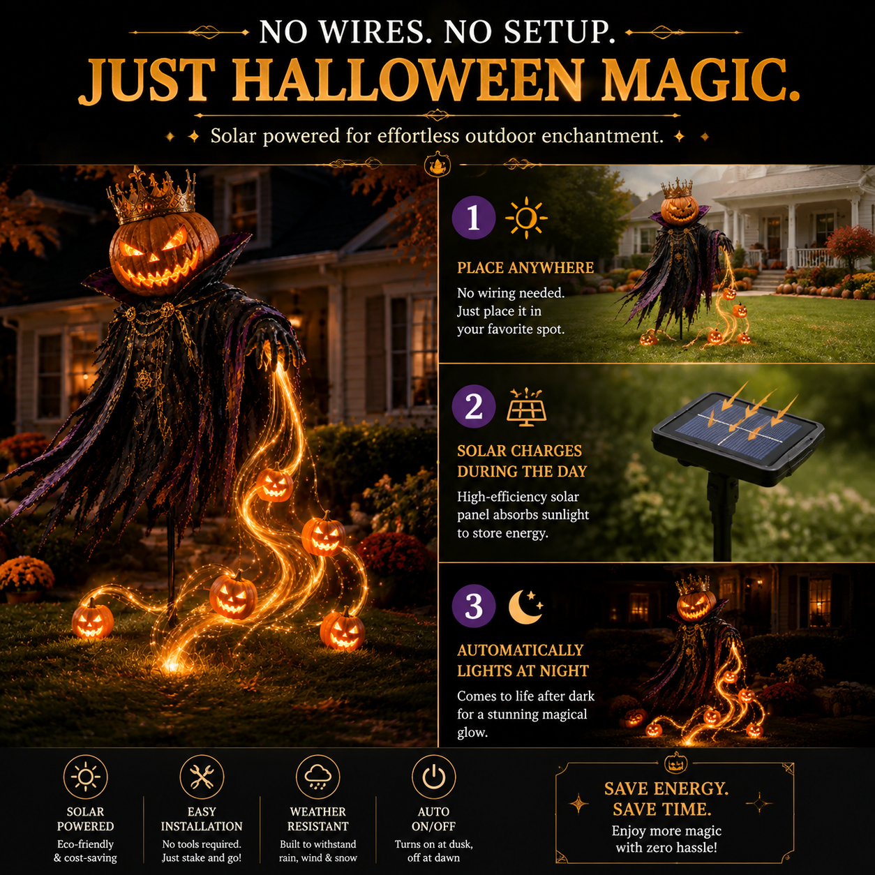 🎁HALLOWEEN SPECIAL • 49% OFF🎃Pumpkin King Awakening™ – Flowing LED Halloween Yard Light