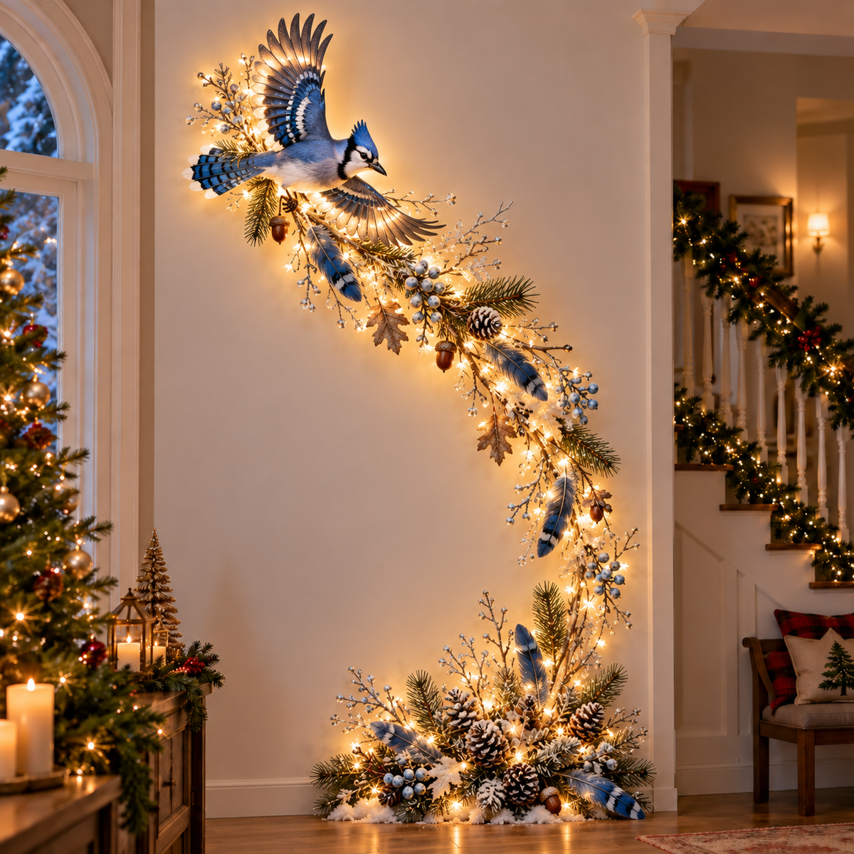 ⏳ Last Day 48% OFF – 🐦 Lighted Flying Bird Christmas Wall Decor Collection | Warm LED Holiday Display