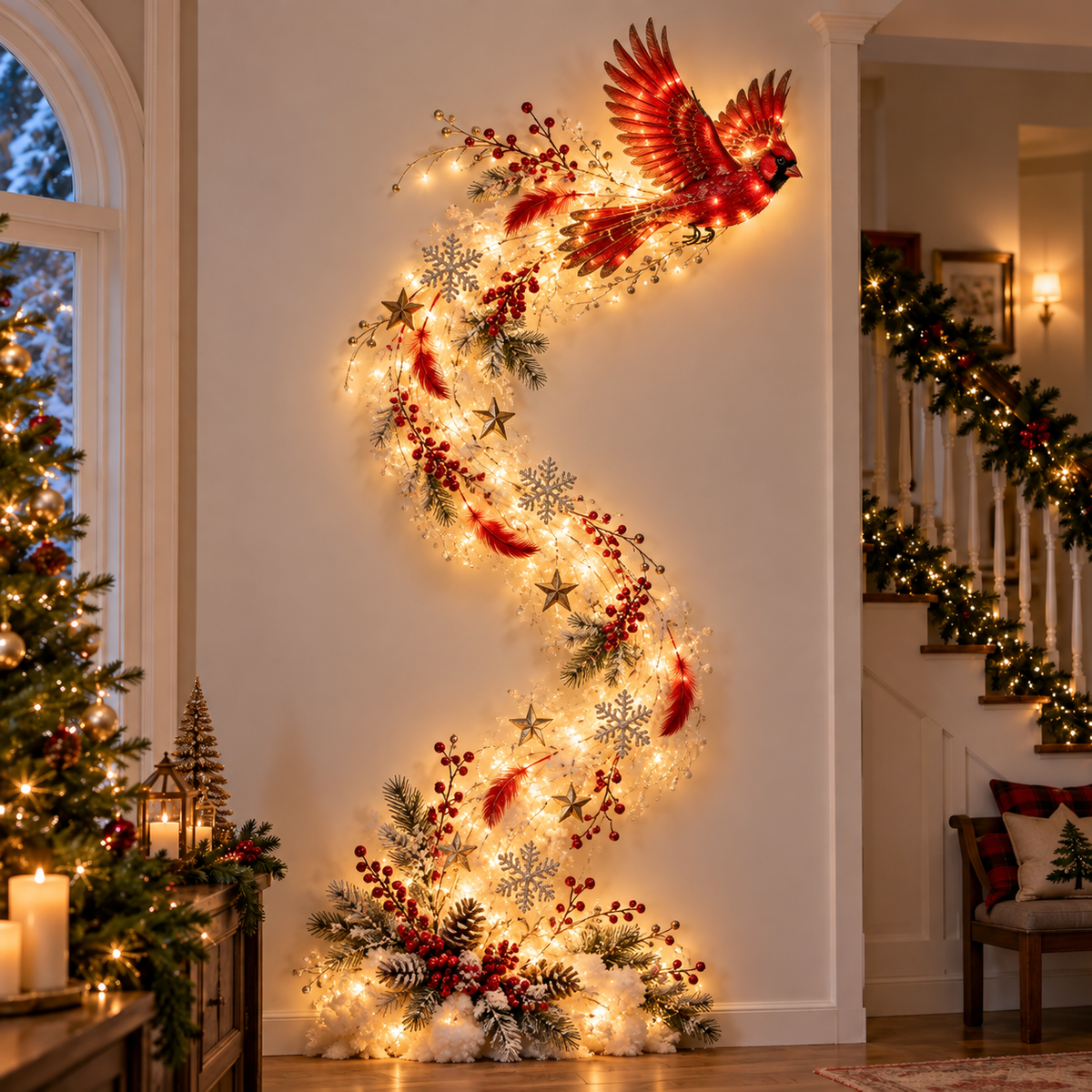 ⏳ Last Day 48% OFF – 🐦 Lighted Flying Bird Christmas Wall Decor Collection | Warm LED Holiday Display