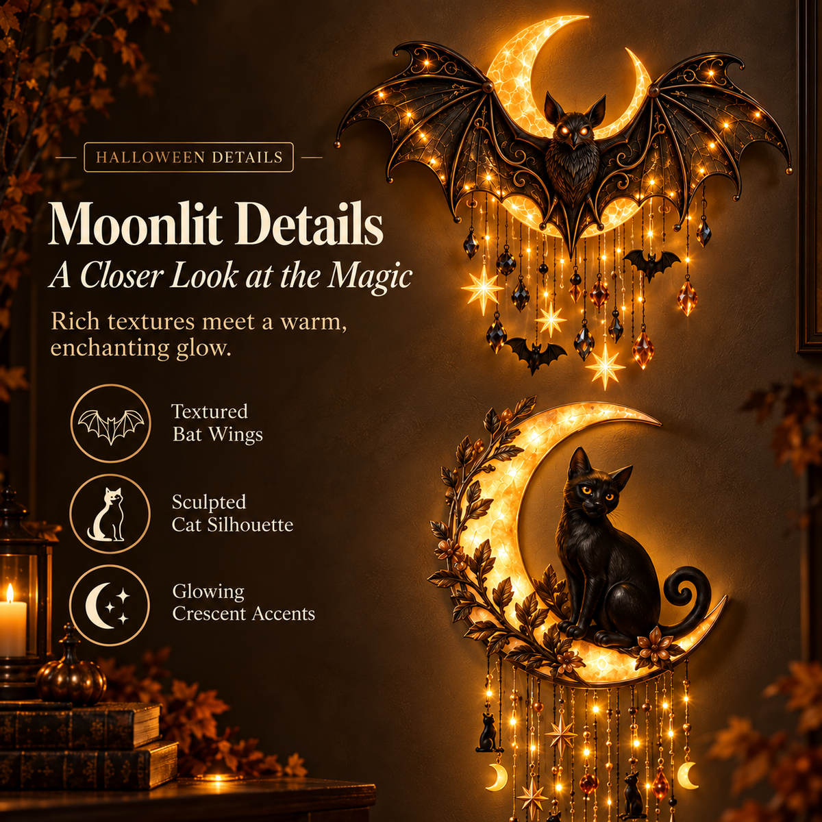 🎃 Halloween Cascade Wall Light – Sculpted Décor with a Warm, Magical Glow