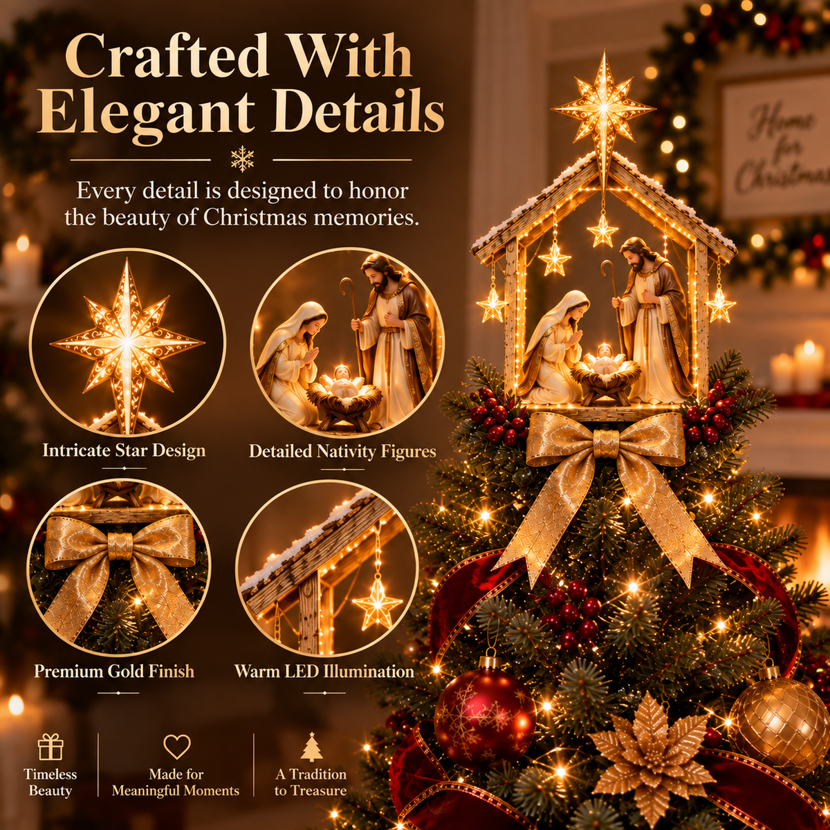 🌟Bethlehem Star™ Nativity Tree Topper Light