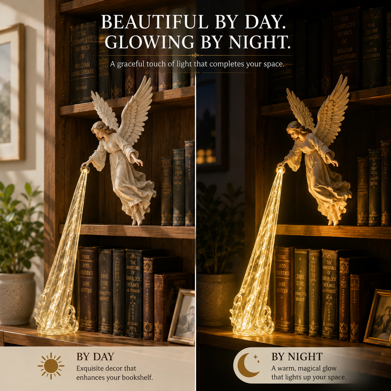 🕊️ Heavenly Guardian — Angel Beam Bookshelf Decor