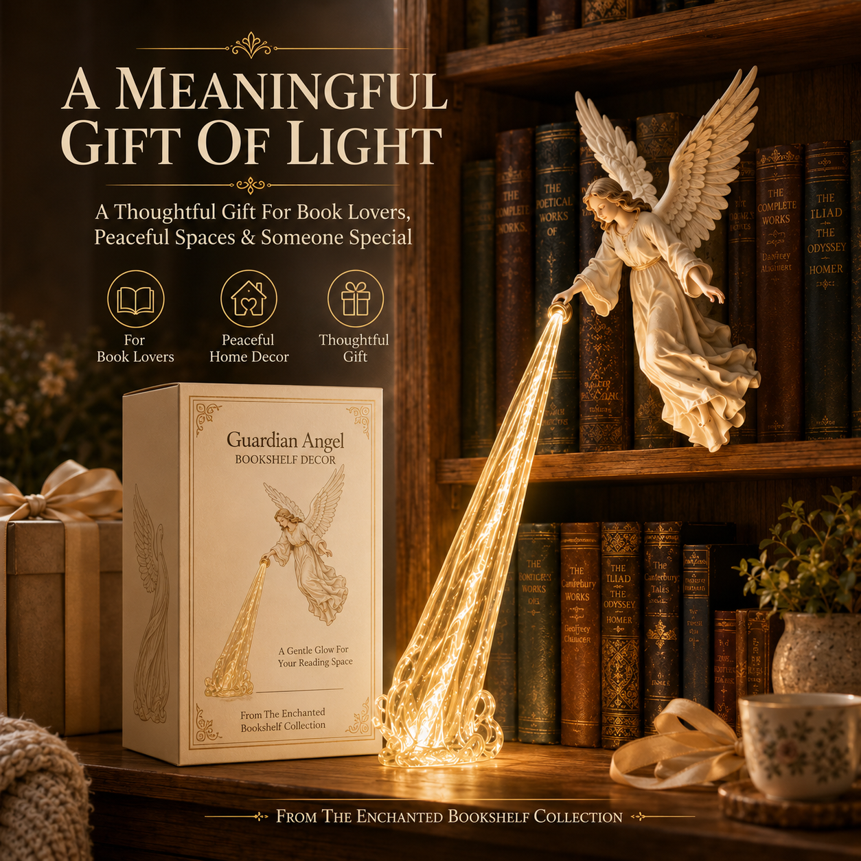 🕊️ Heavenly Guardian — Angel Beam Bookshelf Decor