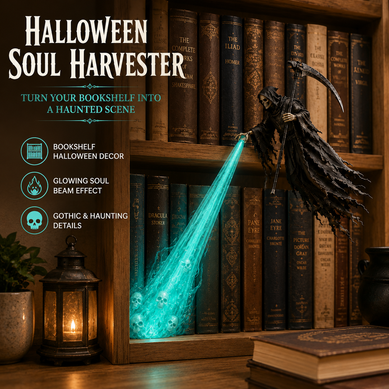 💀 The Soul Collector — Haunted Reaper Shelf Light