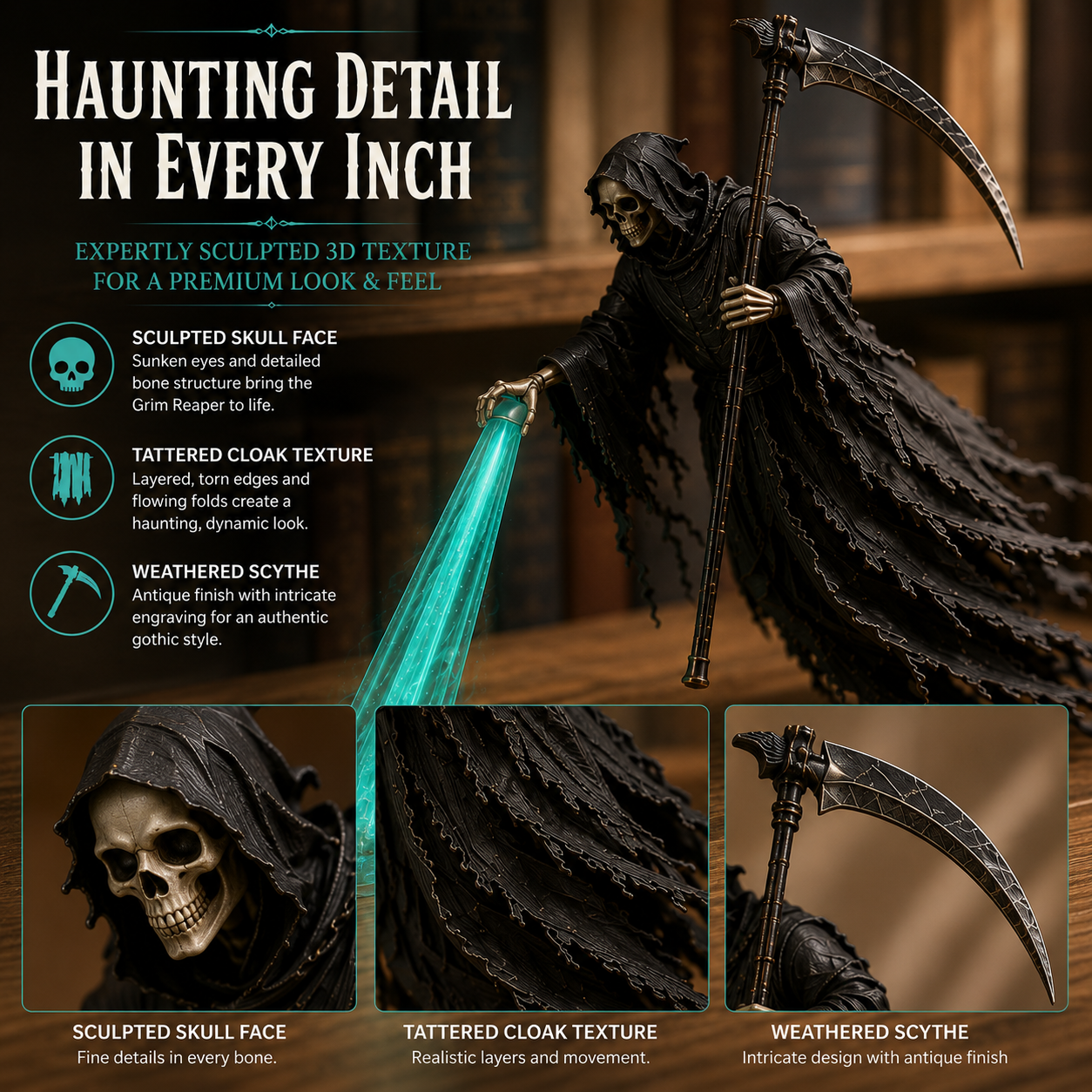 💀 The Soul Collector — Haunted Reaper Shelf Light