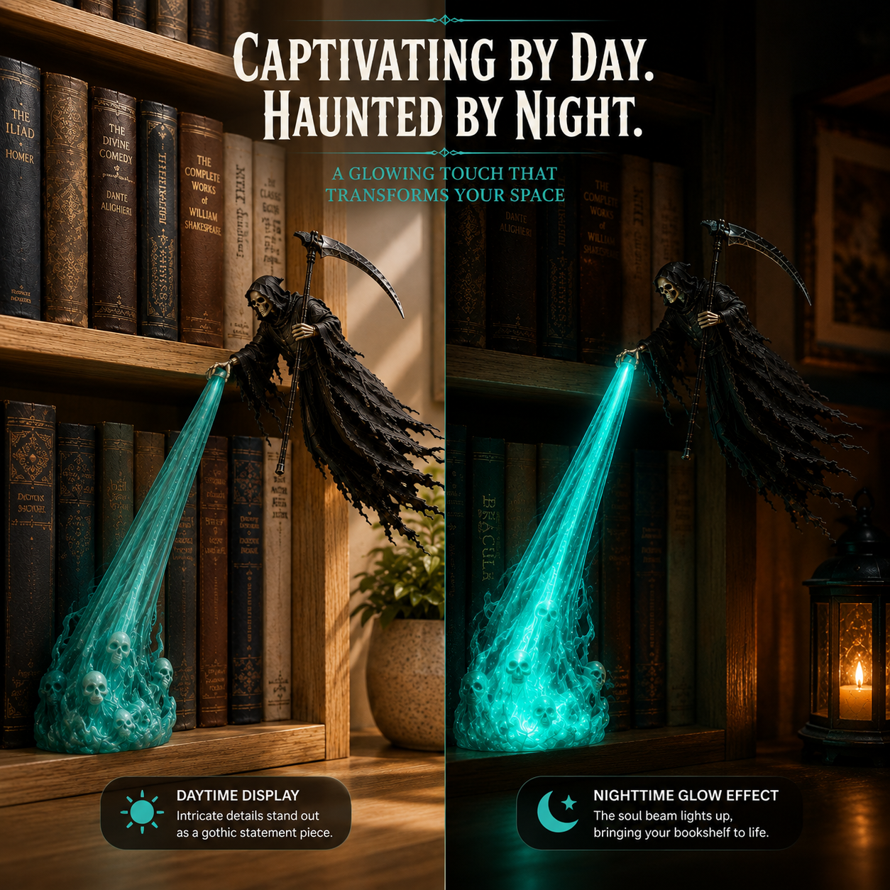 💀 The Soul Collector — Haunted Reaper Shelf Light