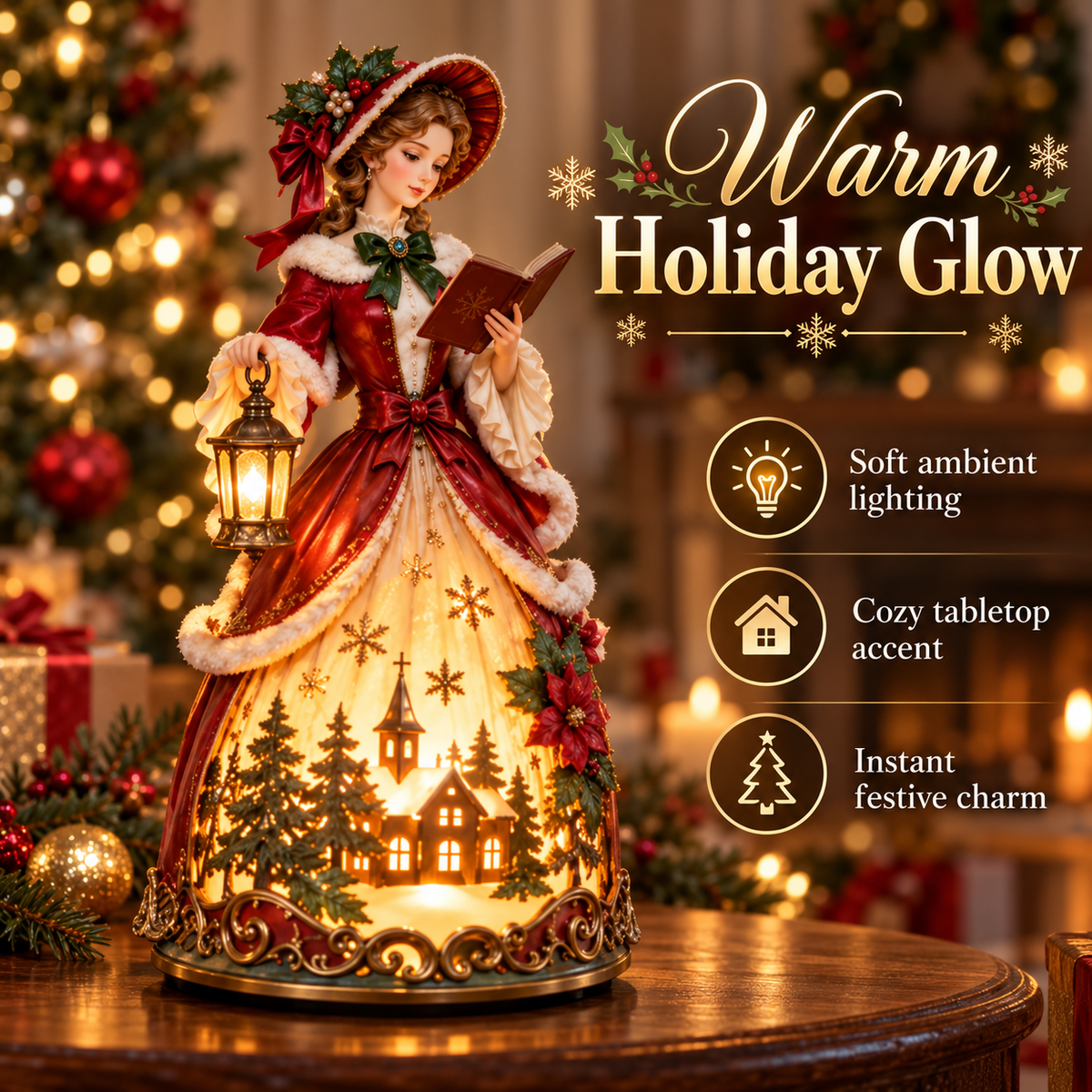 ✨ Last Day 60% OFF 🎄 Victorian Christmas Caroler Lady Lamp™ – Lighted Holiday Tabletop Decor