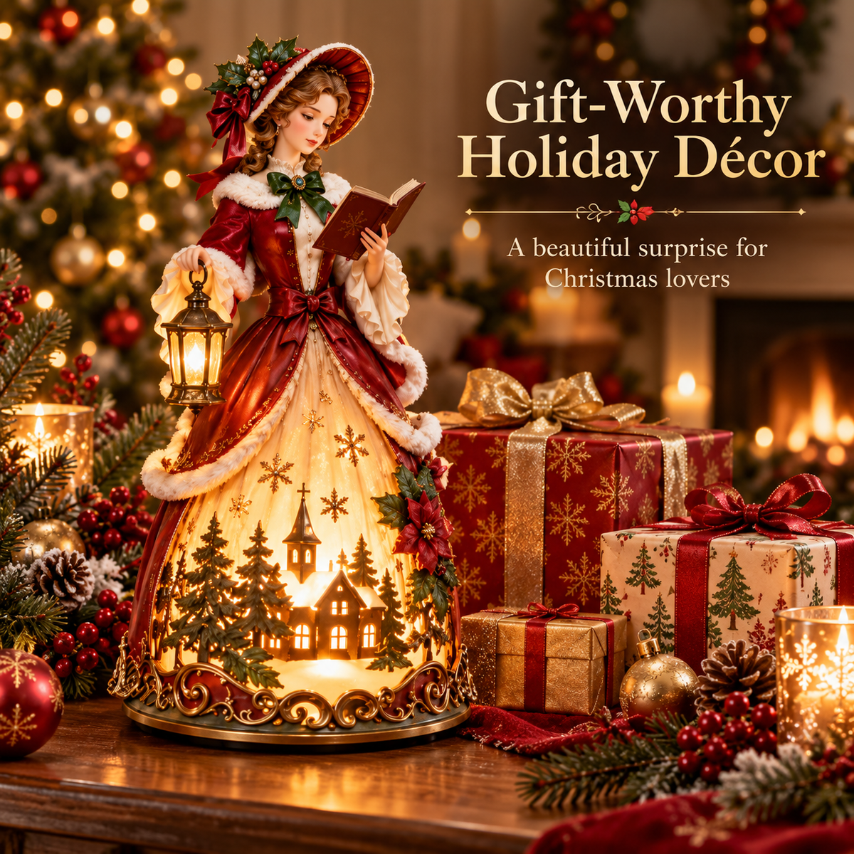 ✨ Last Day 60% OFF 🎄 Victorian Christmas Caroler Lady Lamp™ – Lighted Holiday Tabletop Decor
