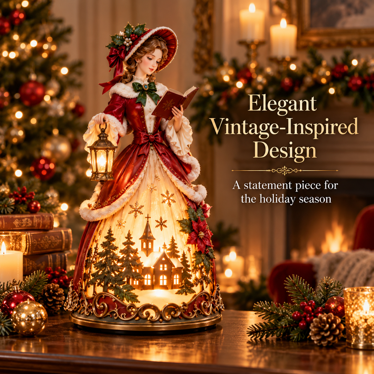 ✨ Last Day 60% OFF 🎄 Victorian Christmas Caroler Lady Lamp™ – Lighted Holiday Tabletop Decor