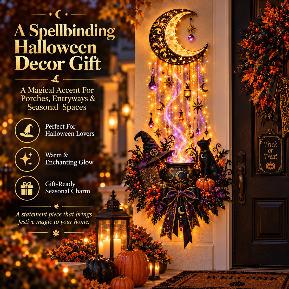 Witch’s Moonlight Brew Lighted Halloween Wall Decor