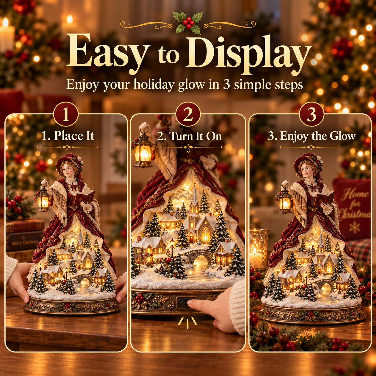 Last Day 49% OFF 🎄 Victorian Caroler Christmas Glow™ – Lighted Village Lady Tabletop Decor