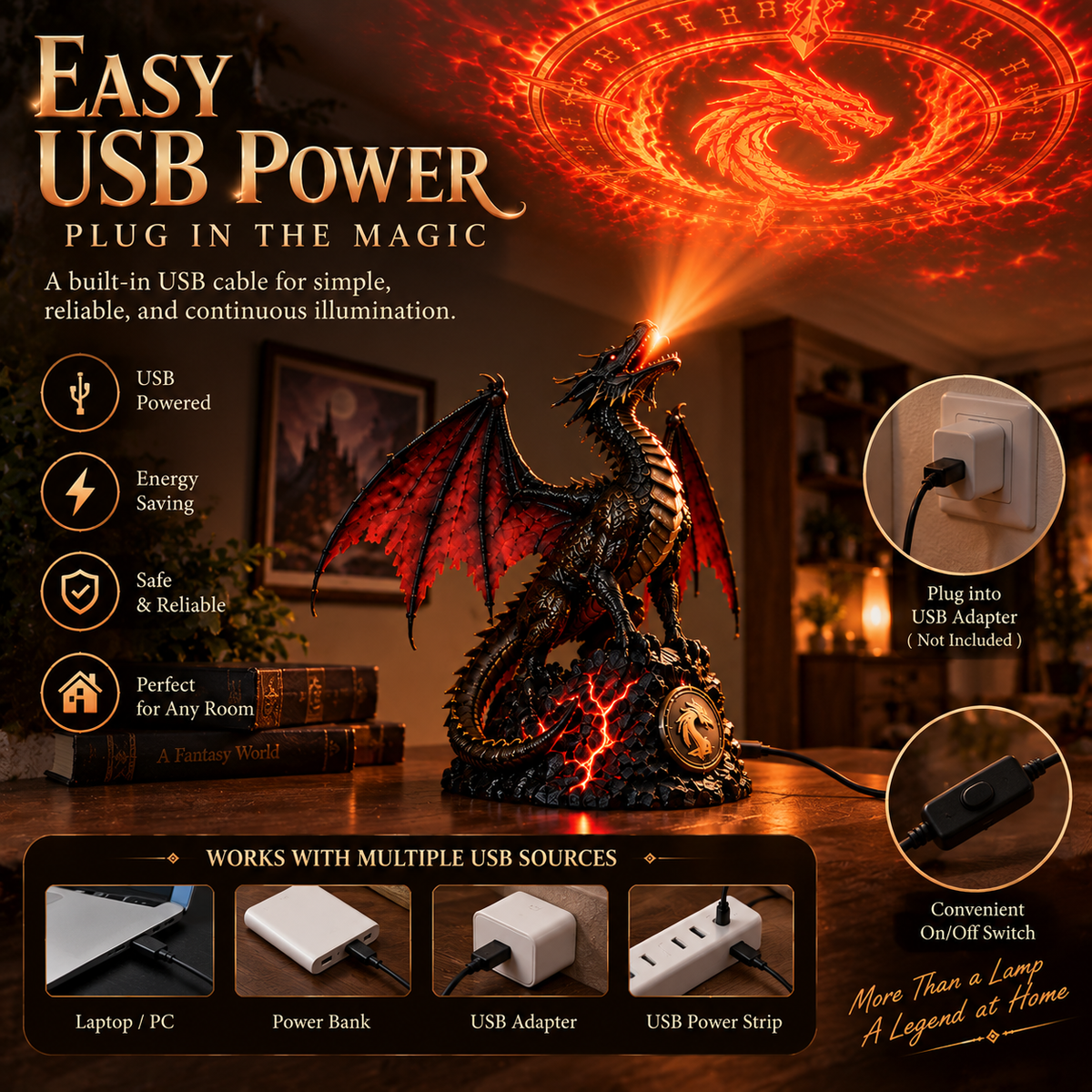 Dragon Fire Lamp USB power