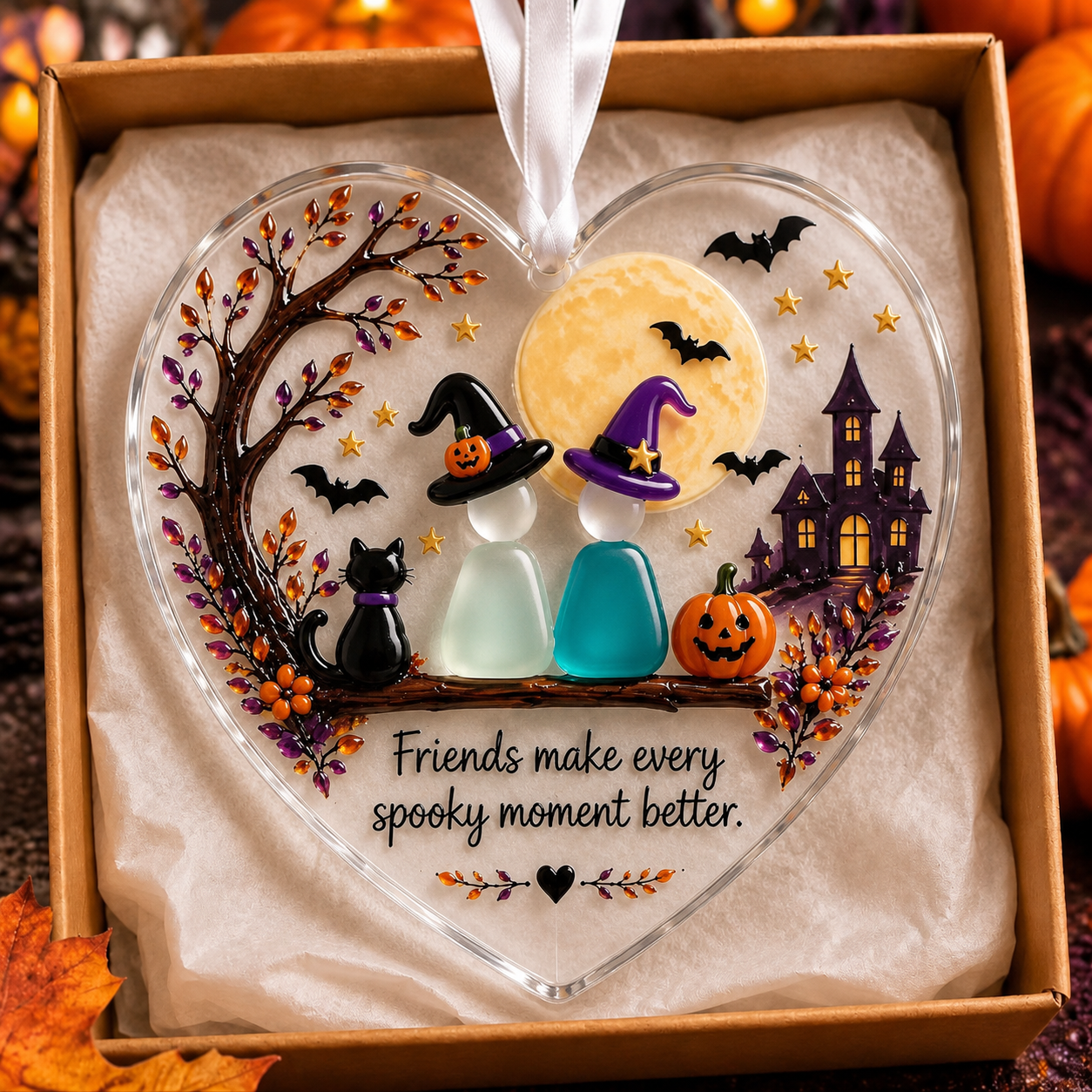 🎃 Halloween Friendship Sea Glass Ornament