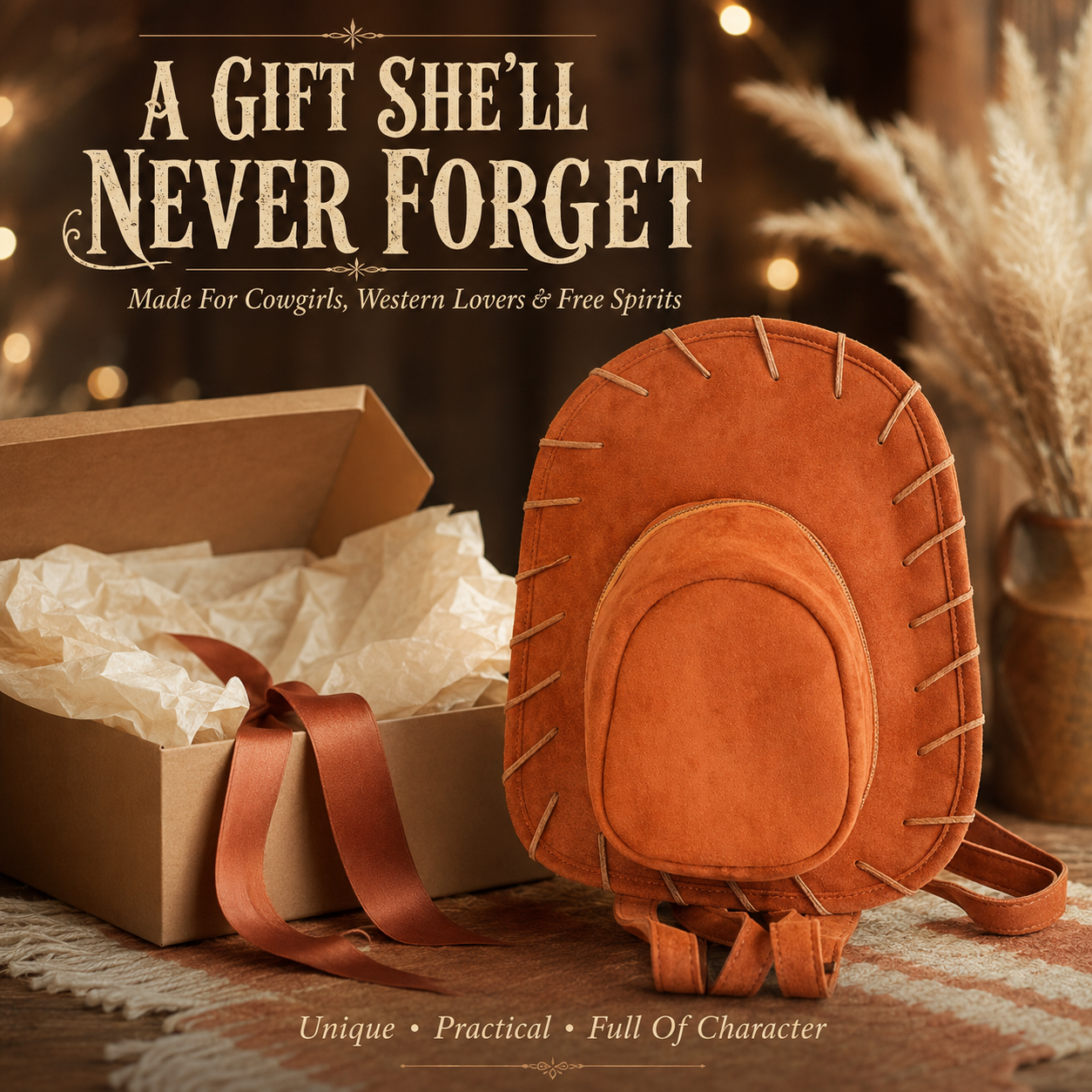 🤠 Western Cowboy Hat Shaped Backpack – Cowgirl Bag